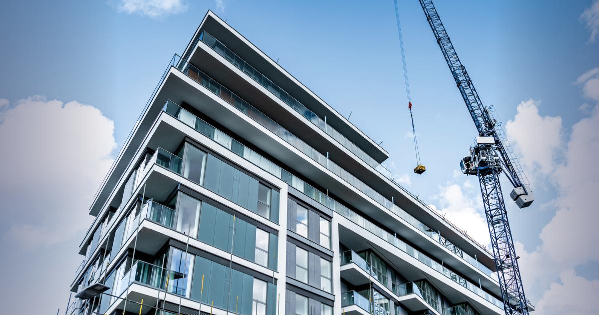 An upward angle shot of the exterior of a modern building