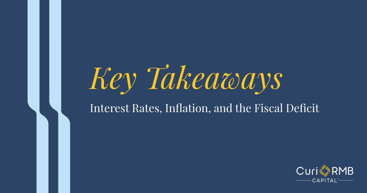 Text reading Key Takeaways, interest rates, inflation, and the fiscal deficit 