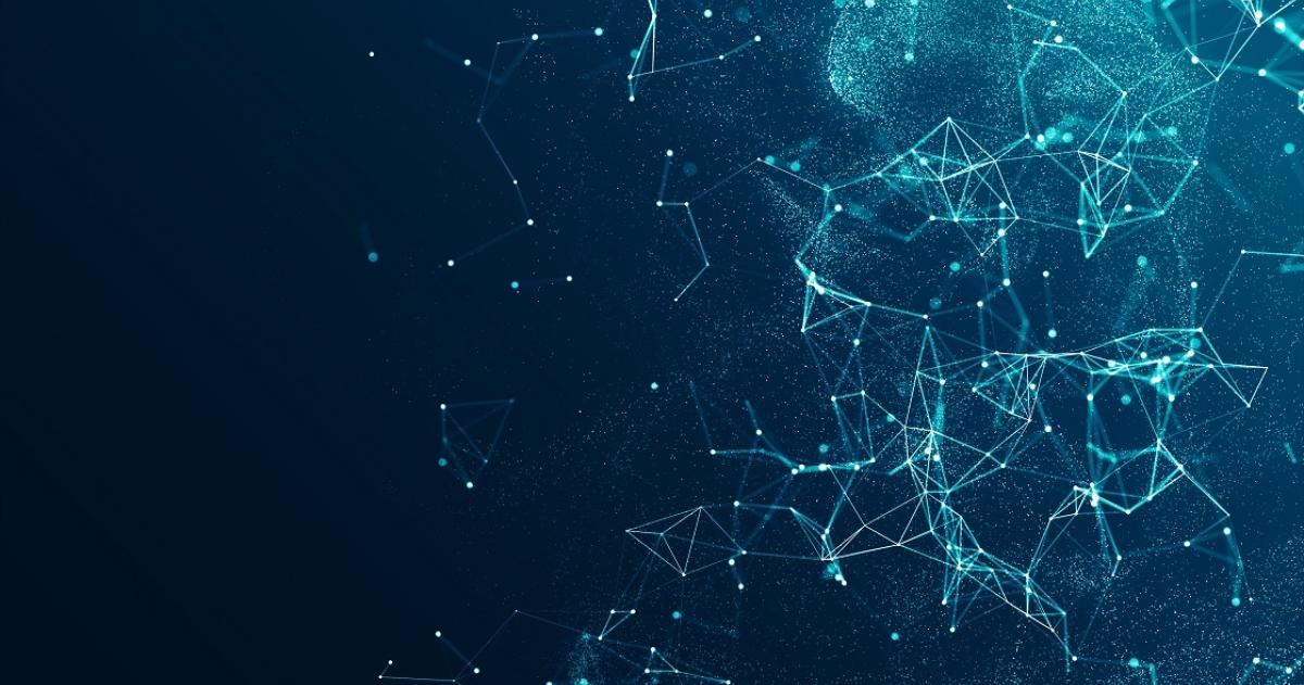 Image of abstract lines and dots with a dark background
